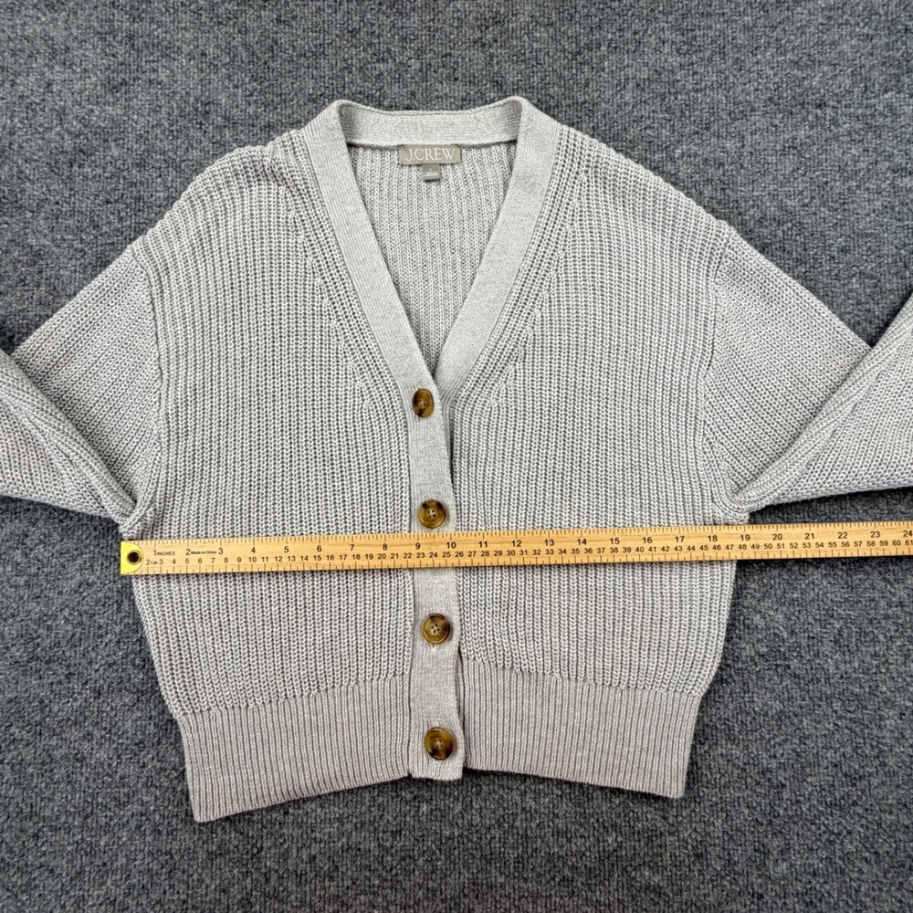 J.Crew Cotton Cashmere Blend Cropped V-Neck Cardigan Sweater Gray L - Picture 6 of 10
